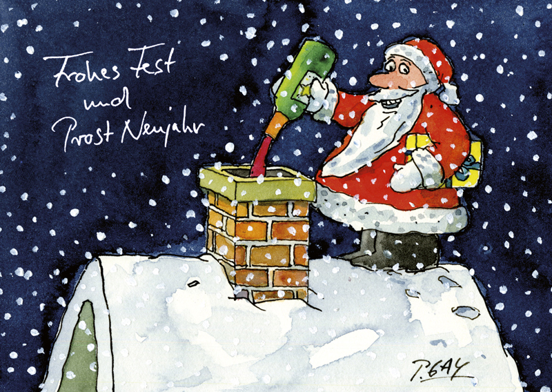 Peter Gaymann Postkarte Weihnachten Prost Neujahr