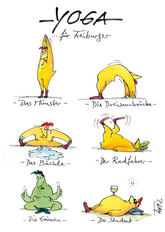 Peter Gaymann Postkarte Yoga für Freiburger