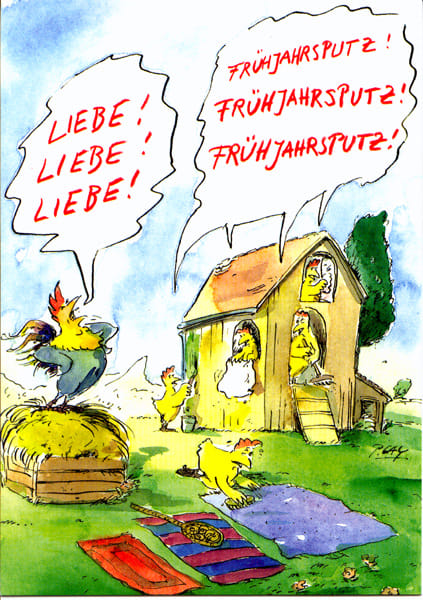 Peter Gaymann Postkarte Liebe Frühjahrsputz