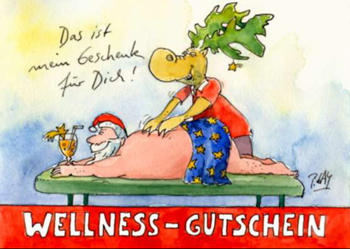 Peter Gaymann Doppelkarte Gutschein Wellness