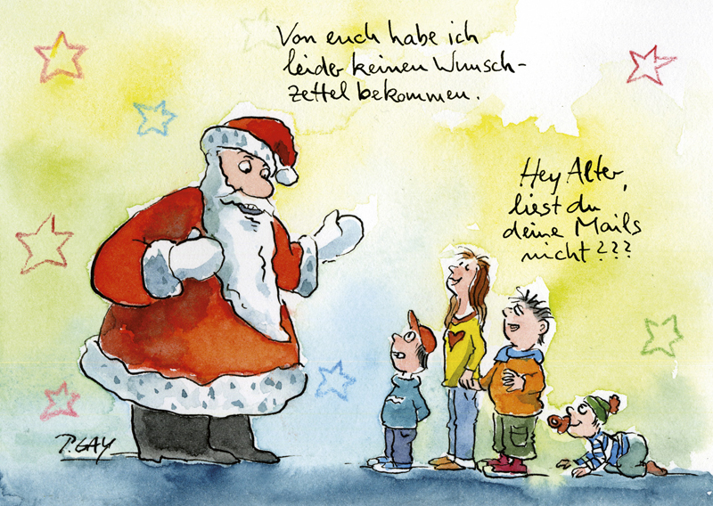 Peter Gaymann Postkarte Weihnachten keinen Wunschzettel