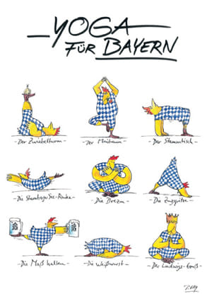 Peter Gaymann Postkarte Yoga für Bayern