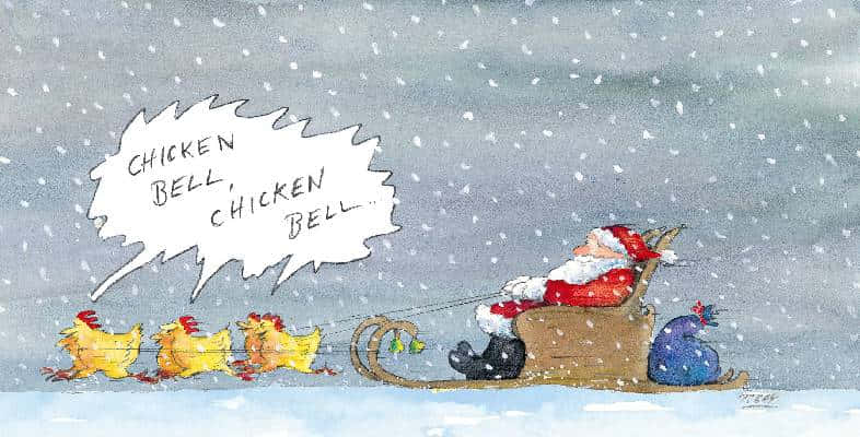 Peter Gaymann Postkarte XXL Chicken Bell