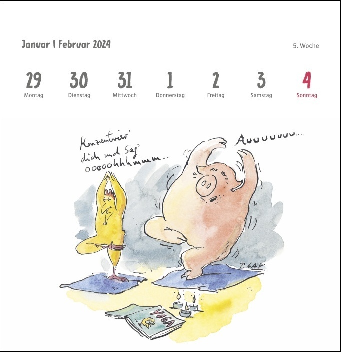 Peter Gaymann Premium-Postkartenkalender voll entspannt 2024