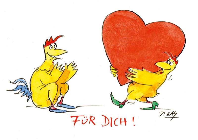 Peter Gaymann Postkarte Herz Für Dich!