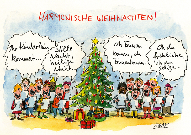 Peter Gaymann Postkarte Weihnachten Kinderchor