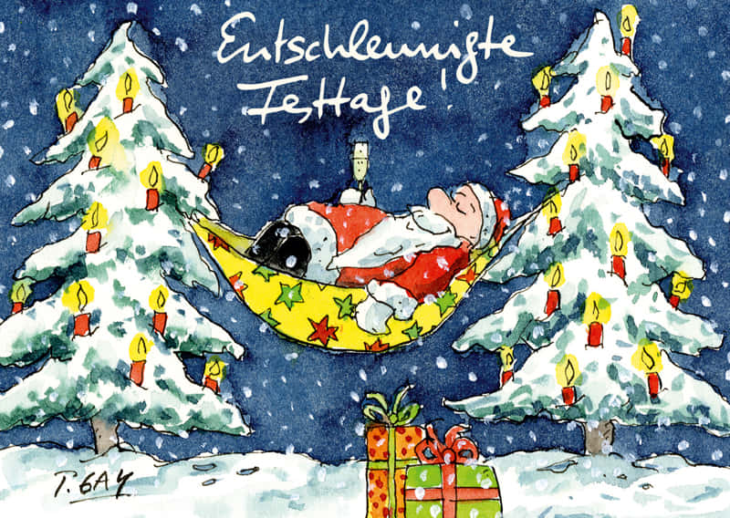 Peter Gaymann Postkarte Weihnachten Entschleunigte Festtage