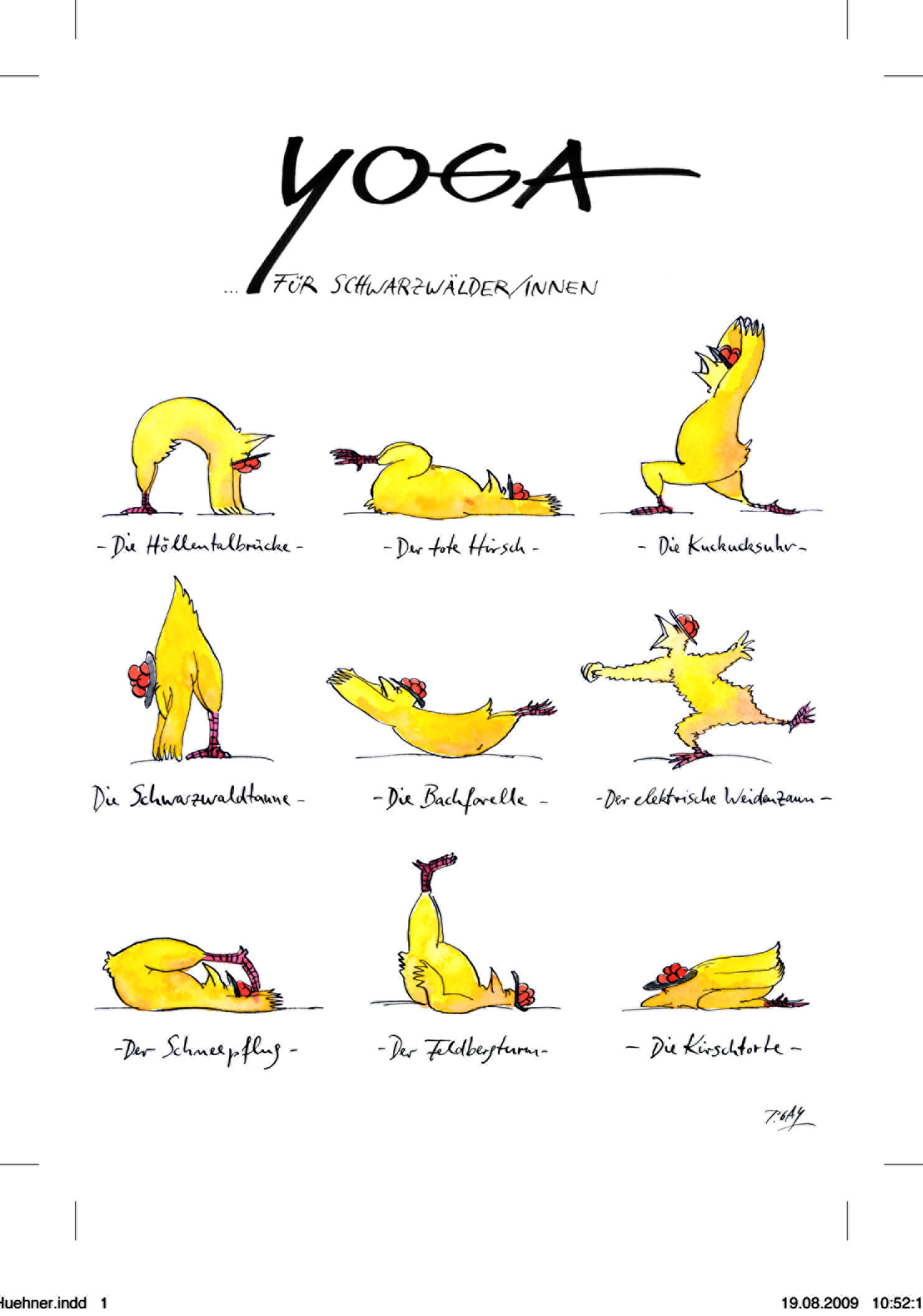 Peter Gaymann Postkarte Yoga Schwarzwald